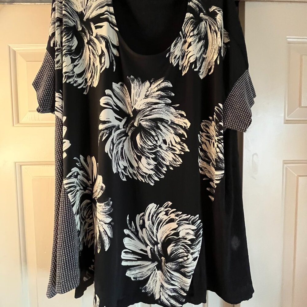 Alembika Dahlia Mixed Media Swing Top, Size S, Bl… - image 3